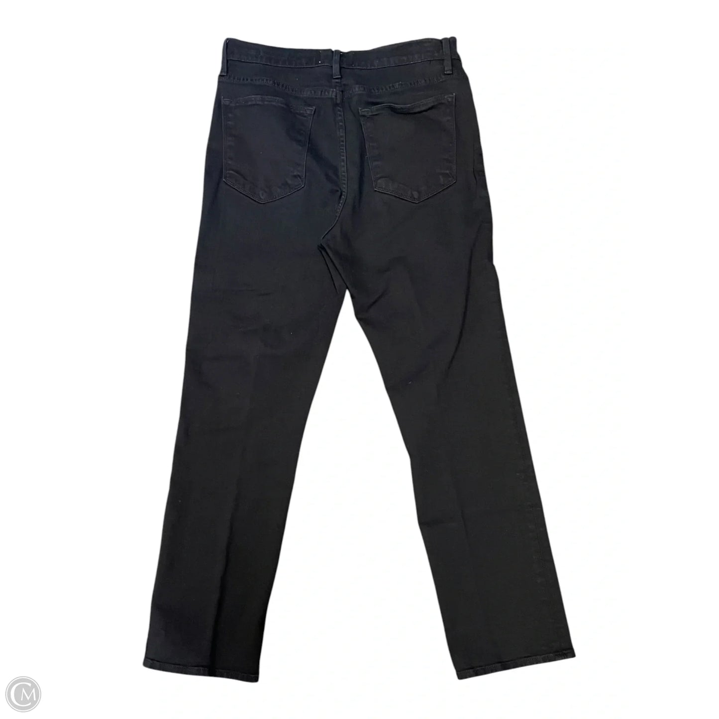 Jeans Straight By Frame In Black Denim, Size: 8