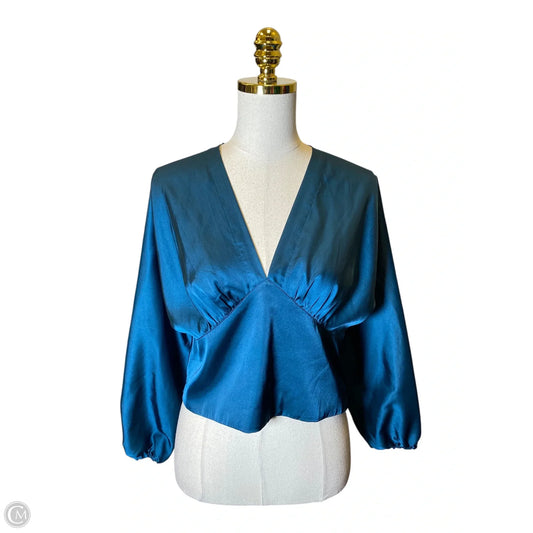 Blouse Long Sleeve By Banana Republic In Aqua, Size: 8