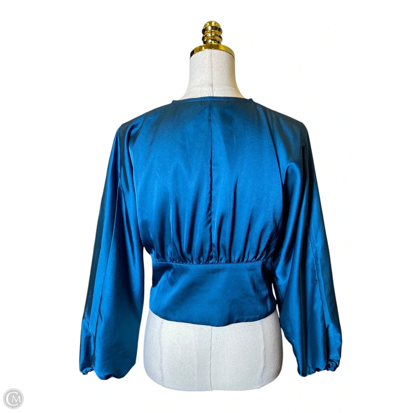 Blouse Long Sleeve By Banana Republic In Aqua, Size: 8