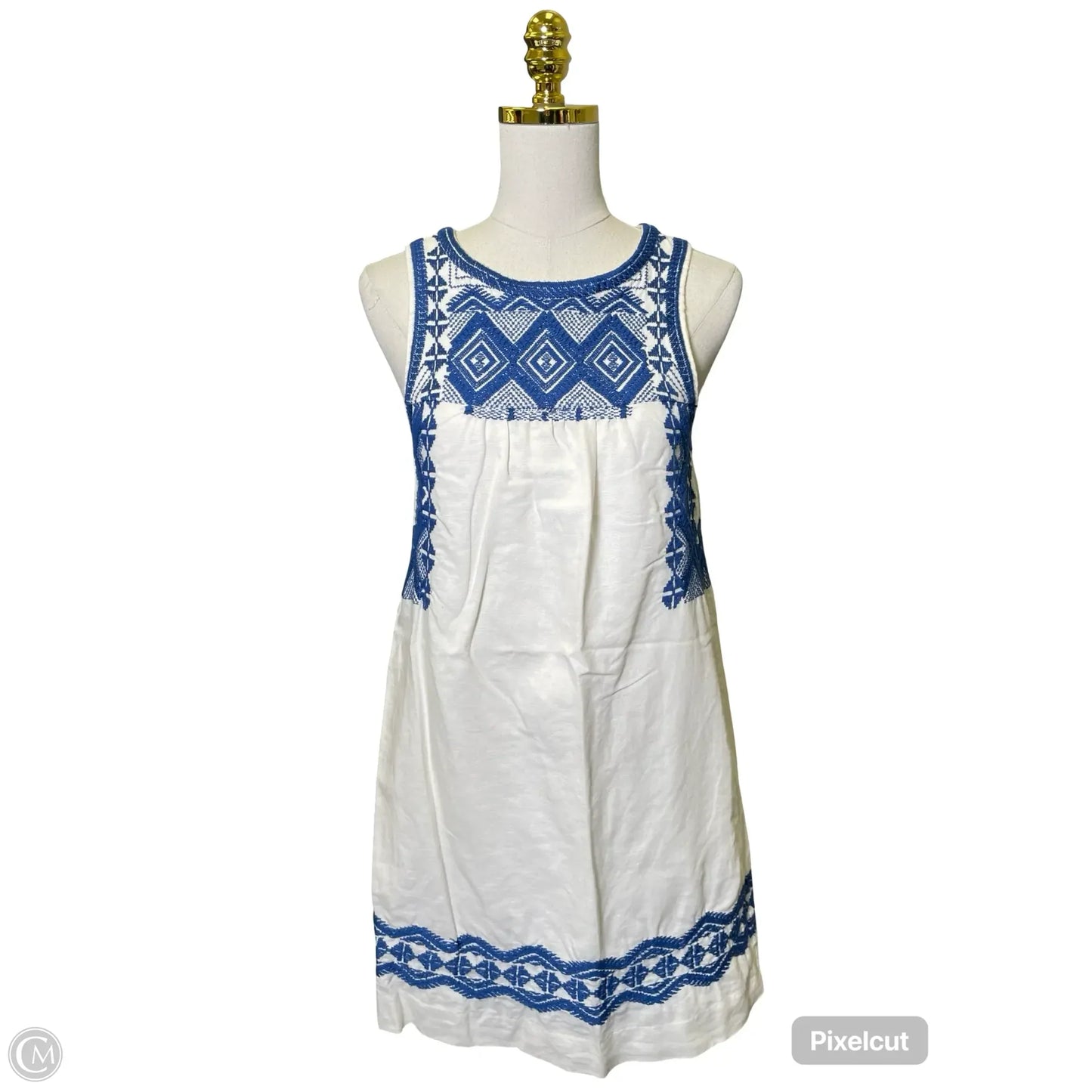 Dress Casual Midi By Madewell In Blue & White, Size: Xs