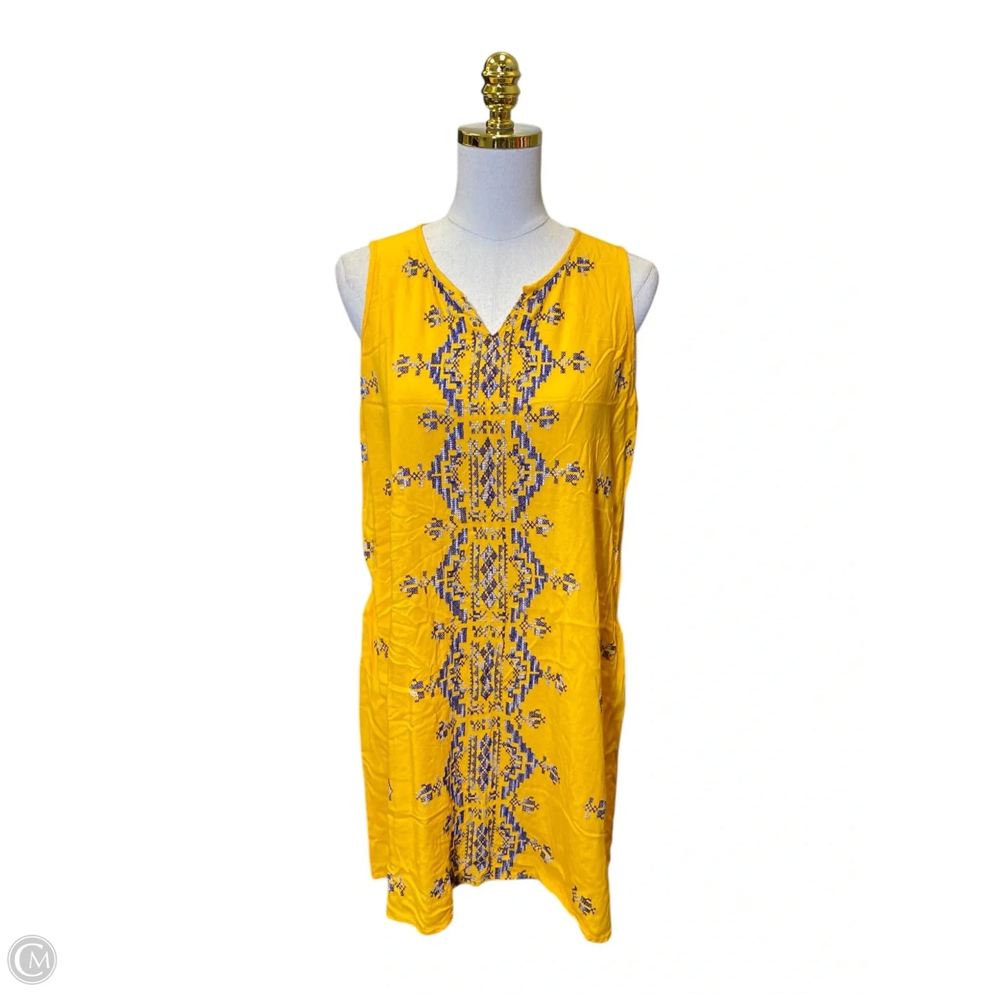 Dress Casual Midi By Clothes Mentor In Blue & Yellow, Size: L