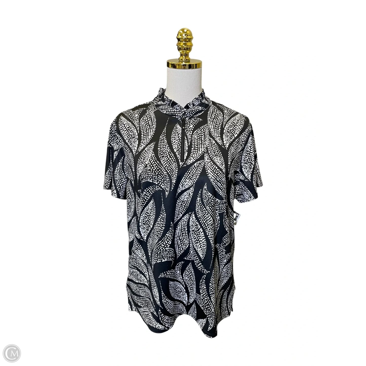 Top Short Sleeve By Chicos In Black & White, Size: L