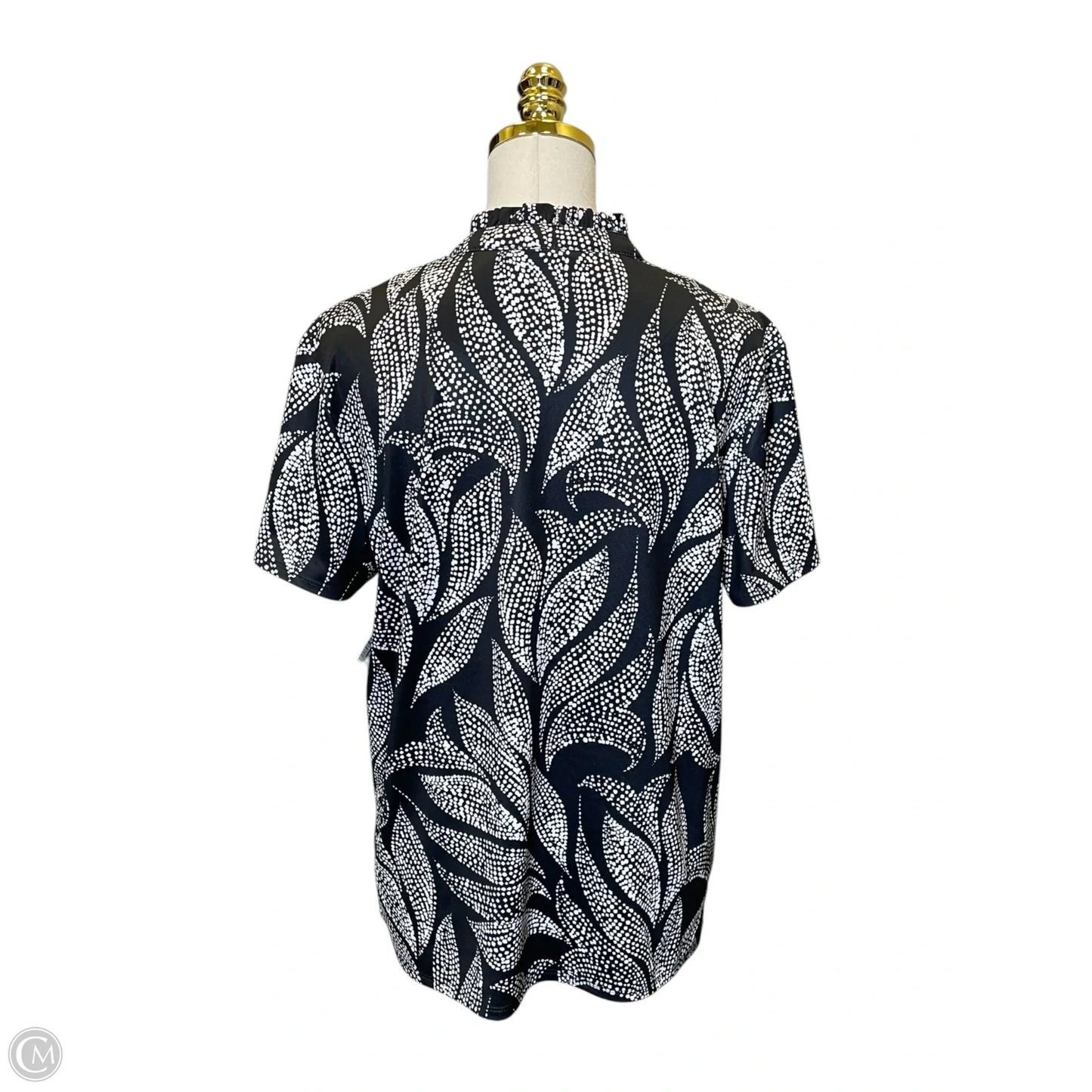 Top Short Sleeve By Chicos In Black & White, Size: L
