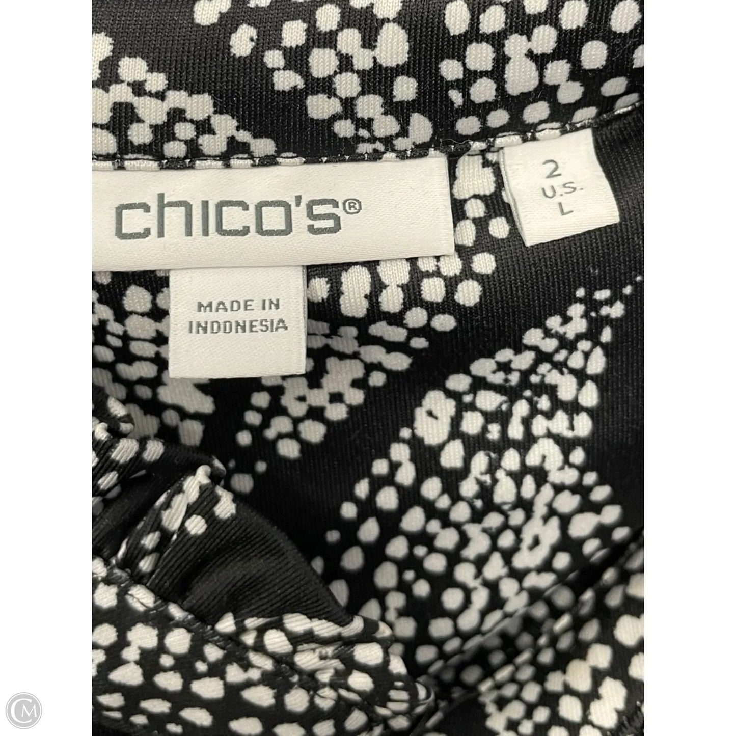 Top Short Sleeve By Chicos In Black & White, Size: L