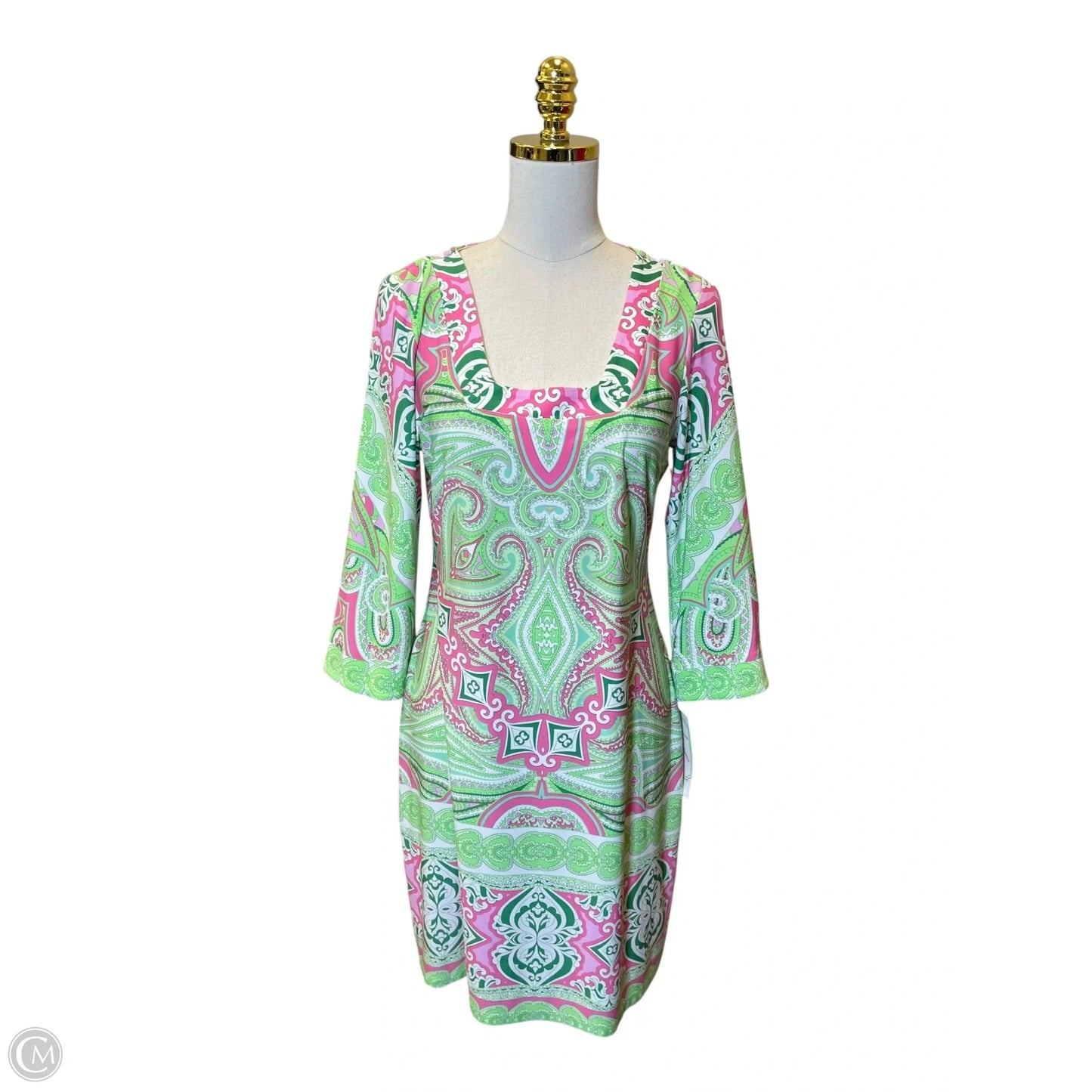 Dress Casual Midi By Ivy Jane In Green & Pink, Size: M
