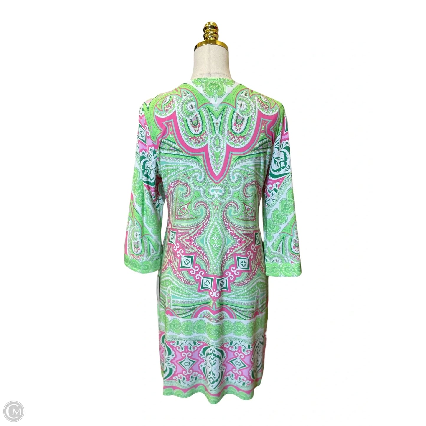 Dress Casual Midi By Ivy Jane In Green & Pink, Size: M