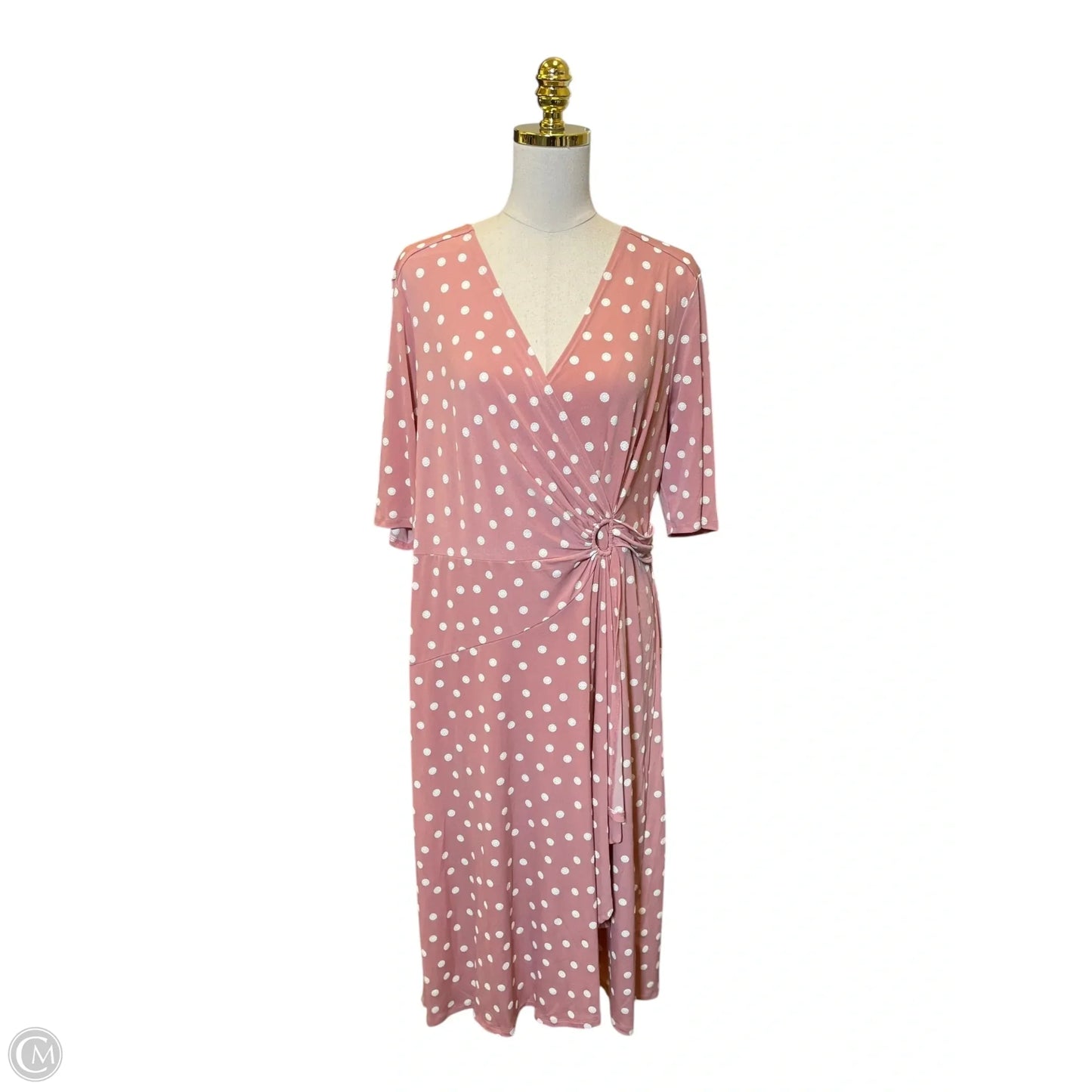Dress Casual Midi By Robbie Bee In Pink & White, Size: Xl