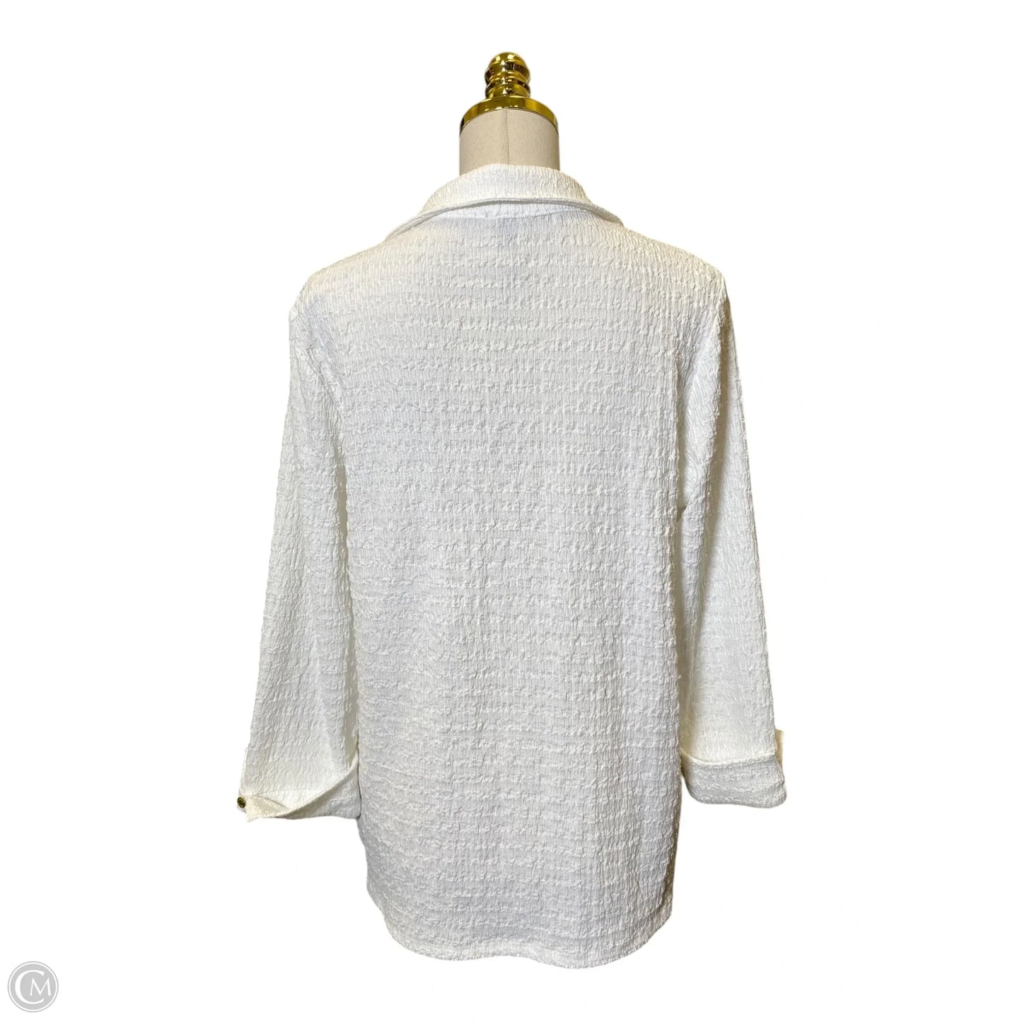 Top Long Sleeve By Anne Klein In White, Size: L