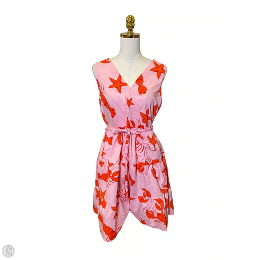 Dress Casual Midi By J. Crew In Pink & Red, Size: L