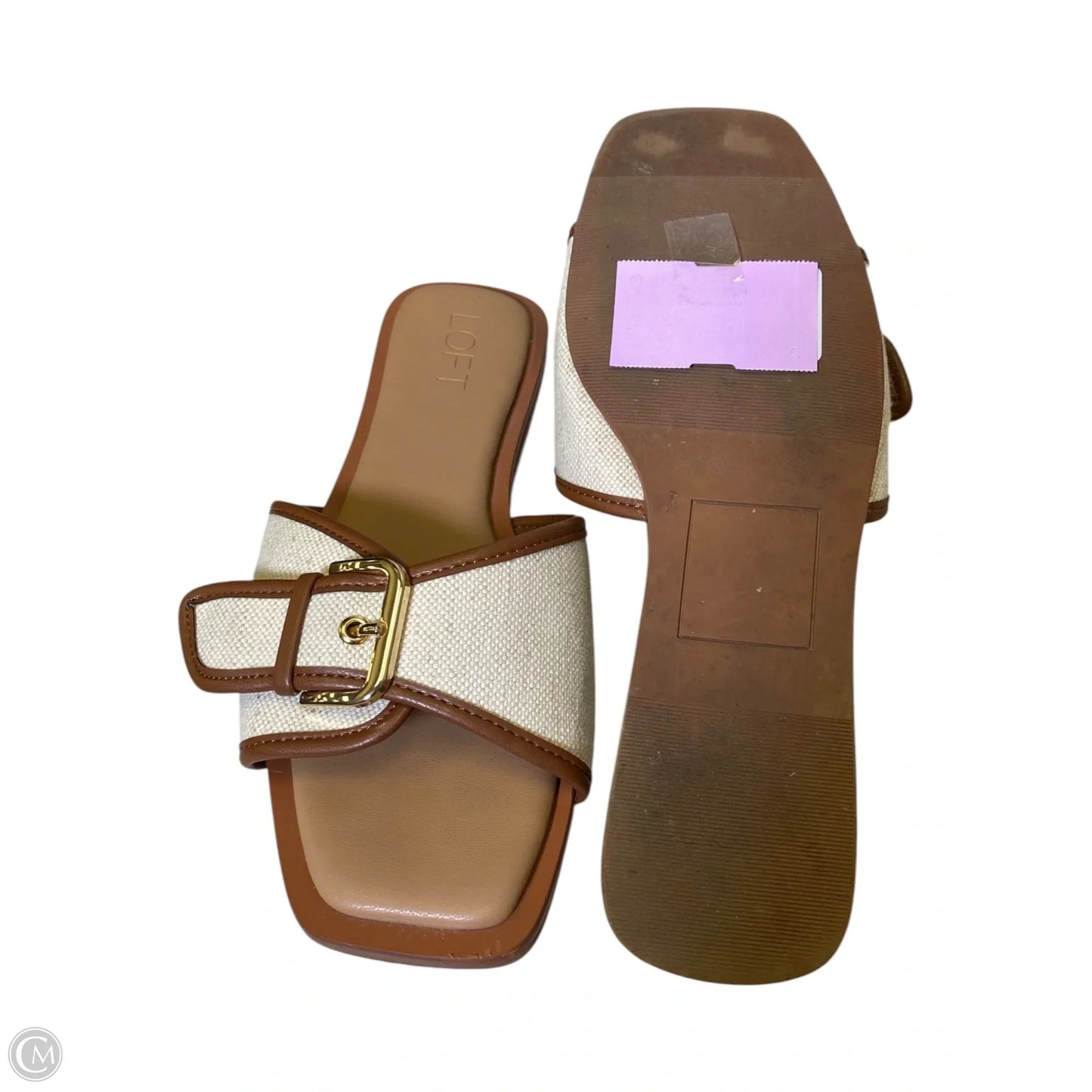 Sandals Flats By Loft In Brown & Cream, Size: 8