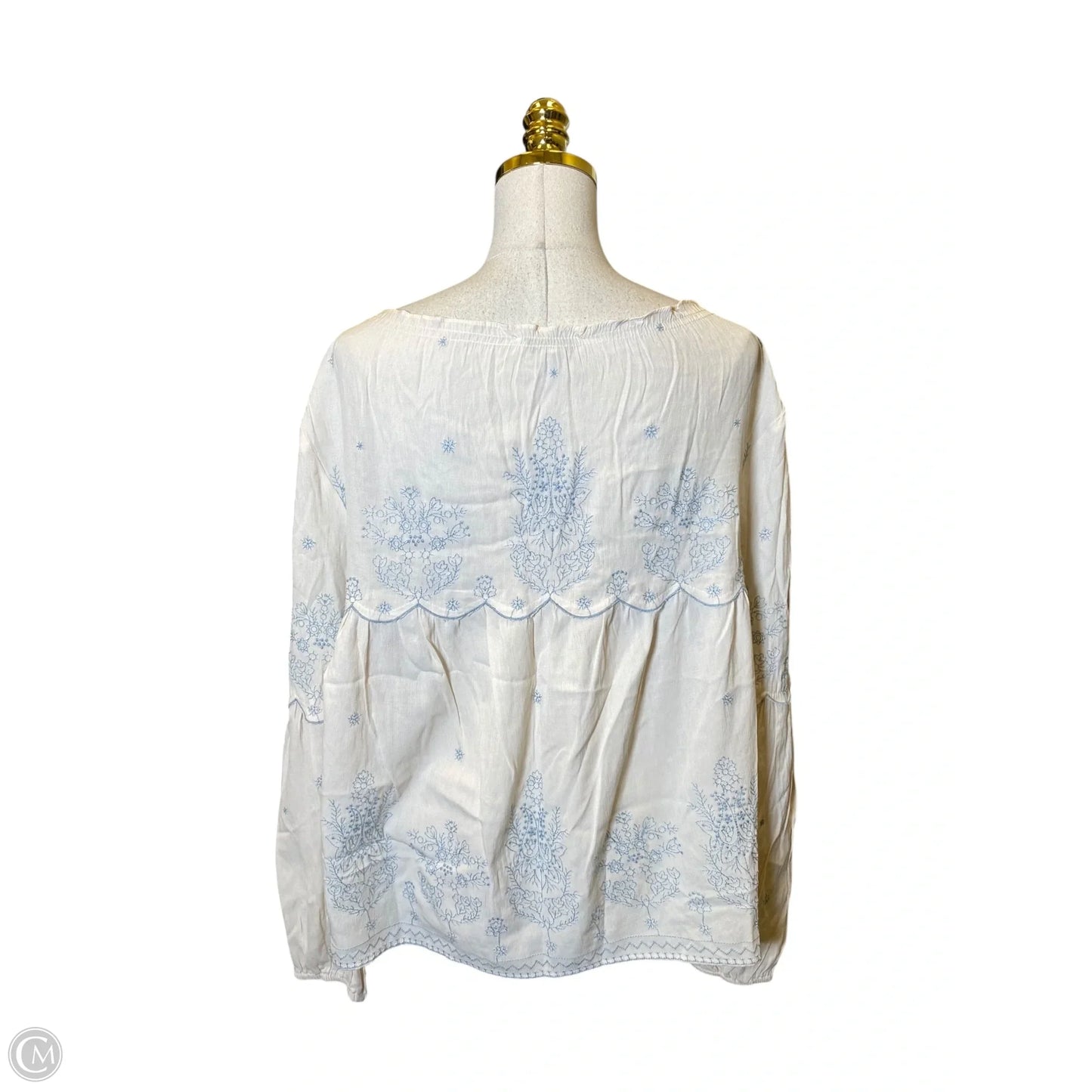 Top Long Sleeve By Current Air In Blue & Cream, Size: L