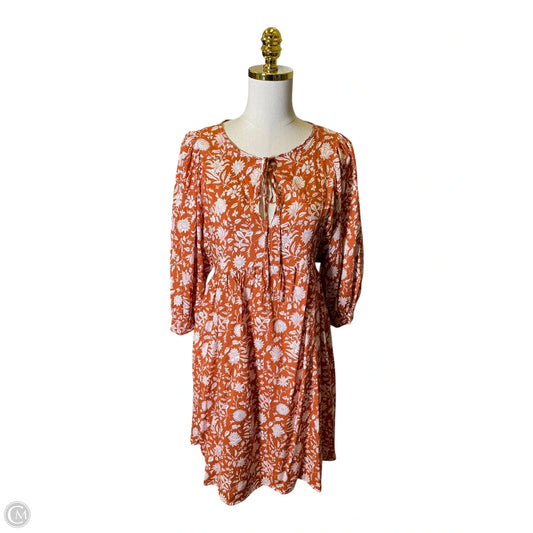 Dress Casual Midi By Clothes Mentor In Orange & White, Size: M