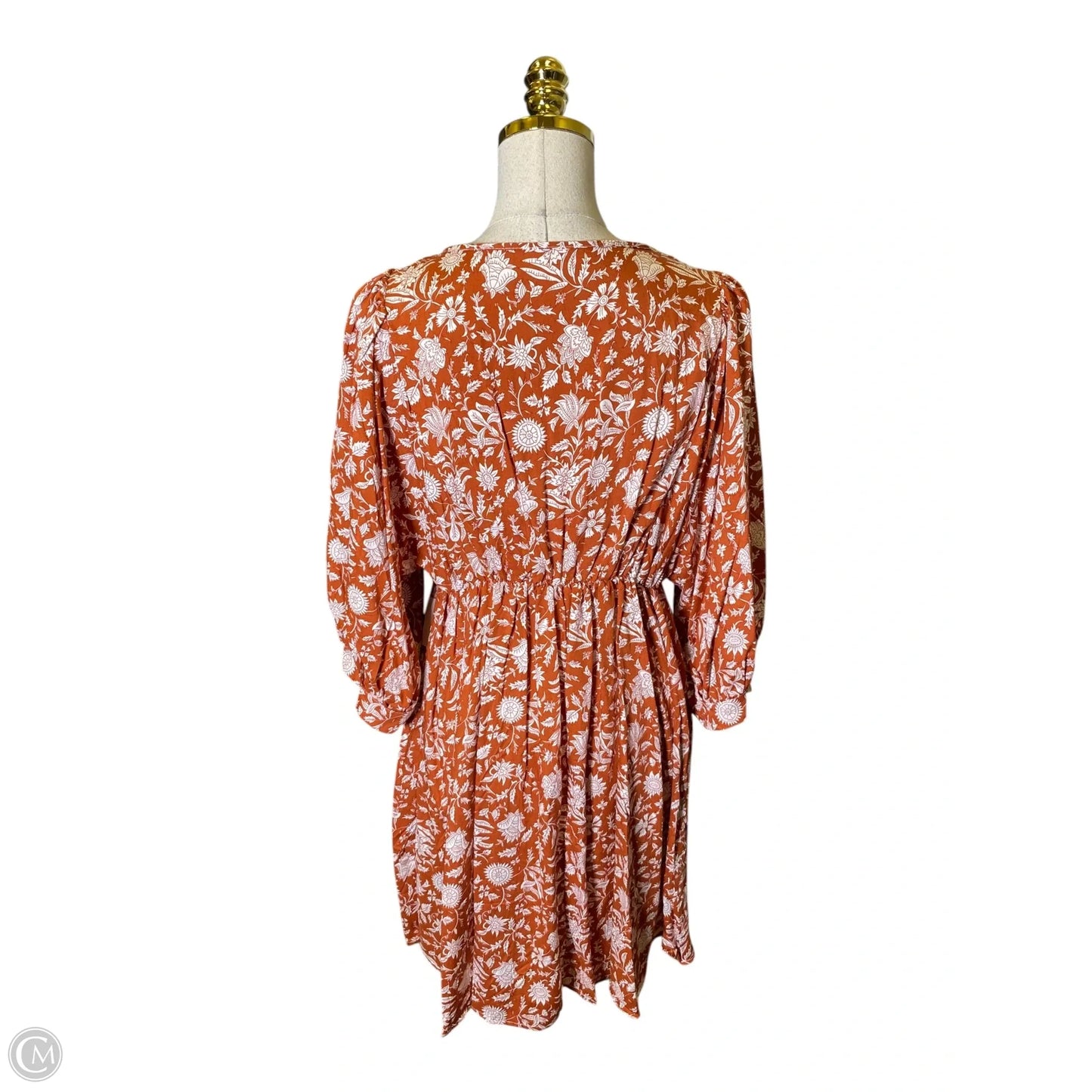 Dress Casual Midi By Clothes Mentor In Orange & White, Size: M