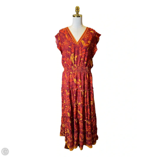 Dress Casual Maxi By Vince Camuto In Orange & Red, Size: Xl
