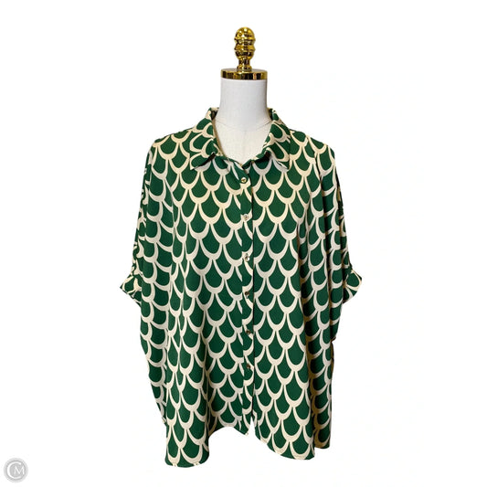 Top Short Sleeve By Ee Some In Cream & Green, Size: M