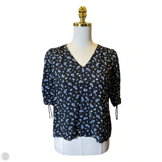 Top 3/4 Sleeve By Madewell In Black & Blue, Size: Xs