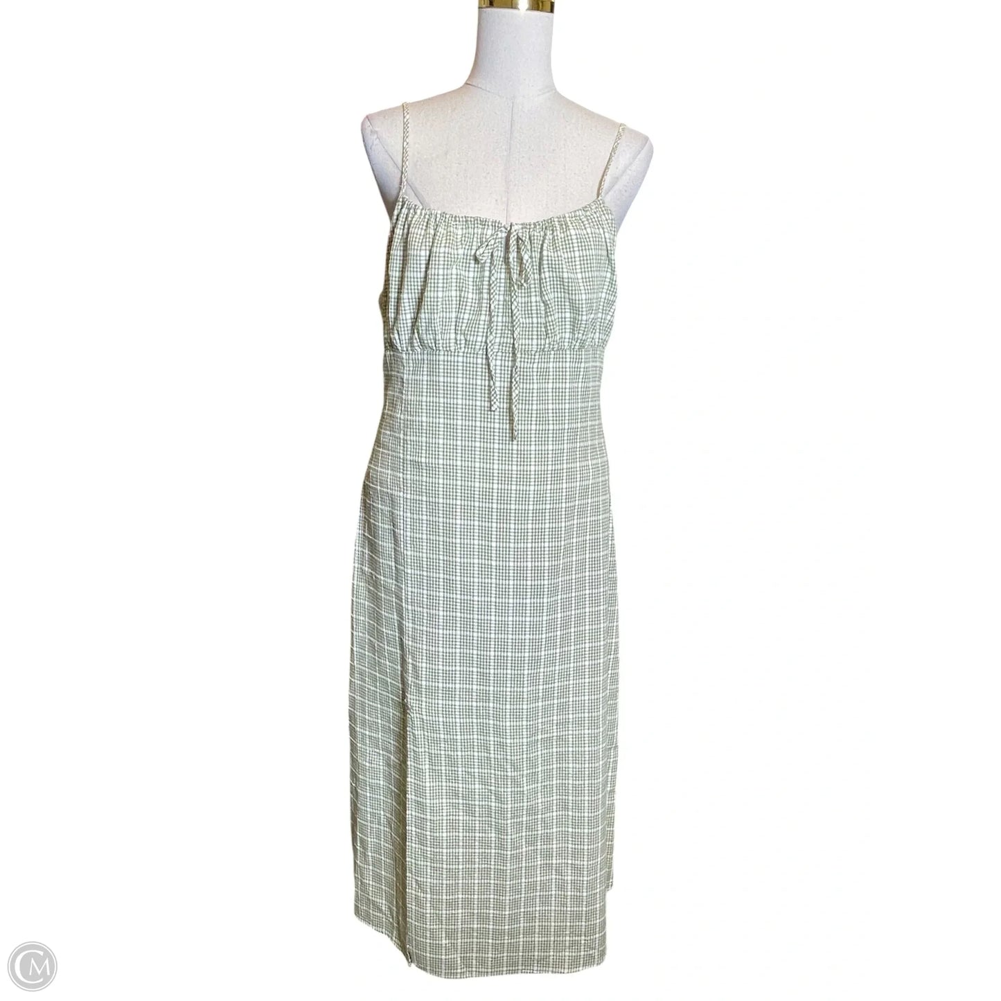 Dress Casual Midi By Clothes Mentor In Green & White, Size: L