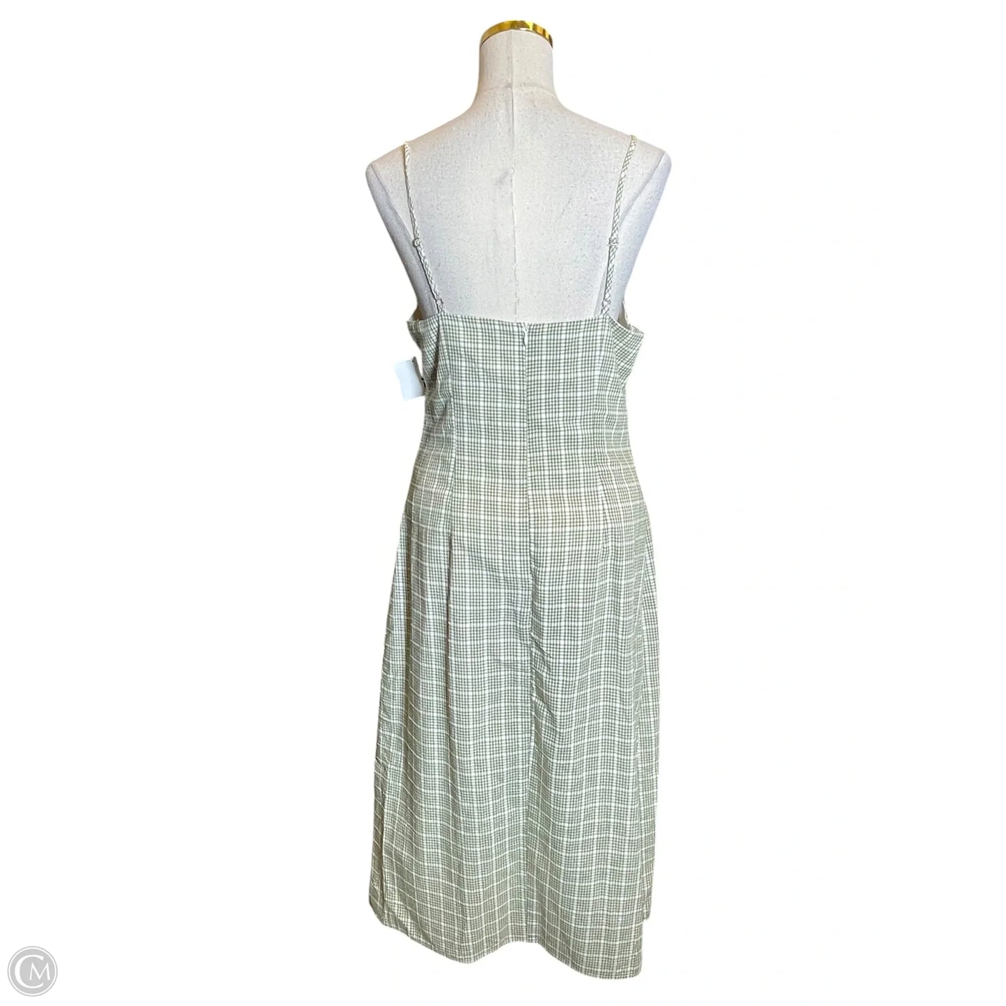Dress Casual Midi By Clothes Mentor In Green & White, Size: L