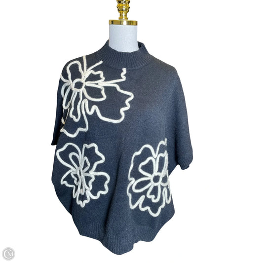 Sweater Short Sleeve By Easel In Black & Cream, Size: S