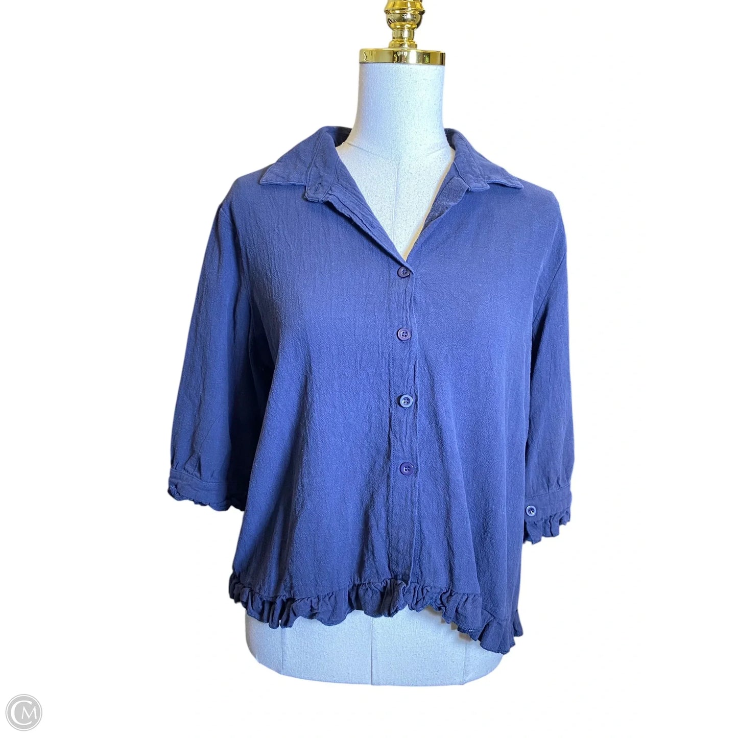 Top 3/4 Sleeve By Clothes Mentor In Blue, Size: Xl