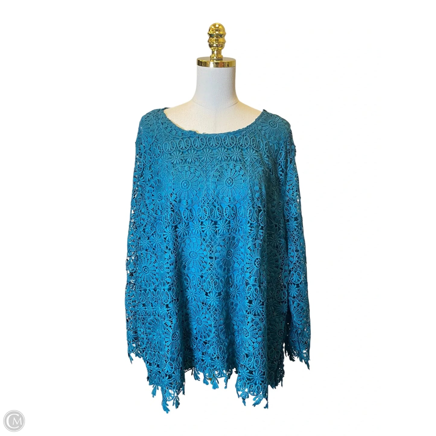 Top Long Sleeve By Colleen Lopez In Teal, Size: 3x