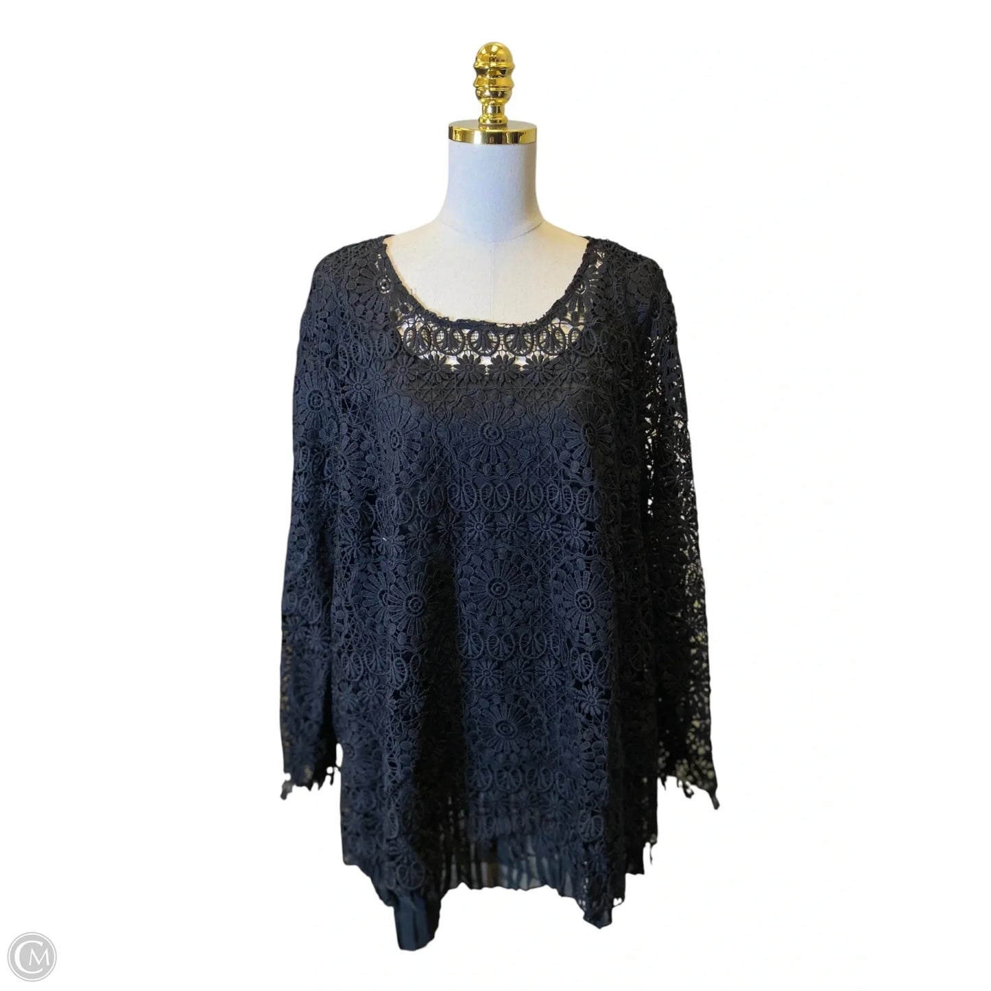 Top Long Sleeve By Colleen Lopez In Black, Size: 3x