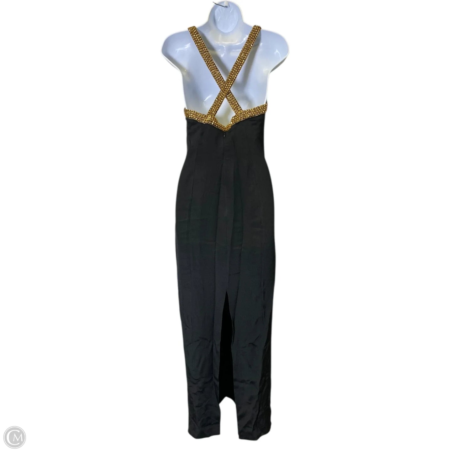 Dress Party Long By Clothes Mentor In Black & Gold, Size: S