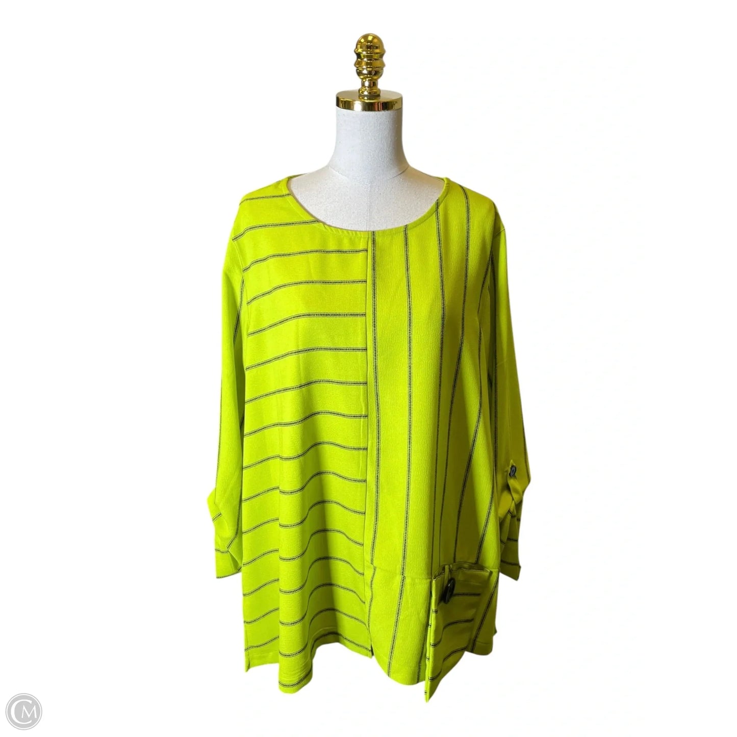Top Long Sleeve By Ali Miles In Black & Green, Size: Xl