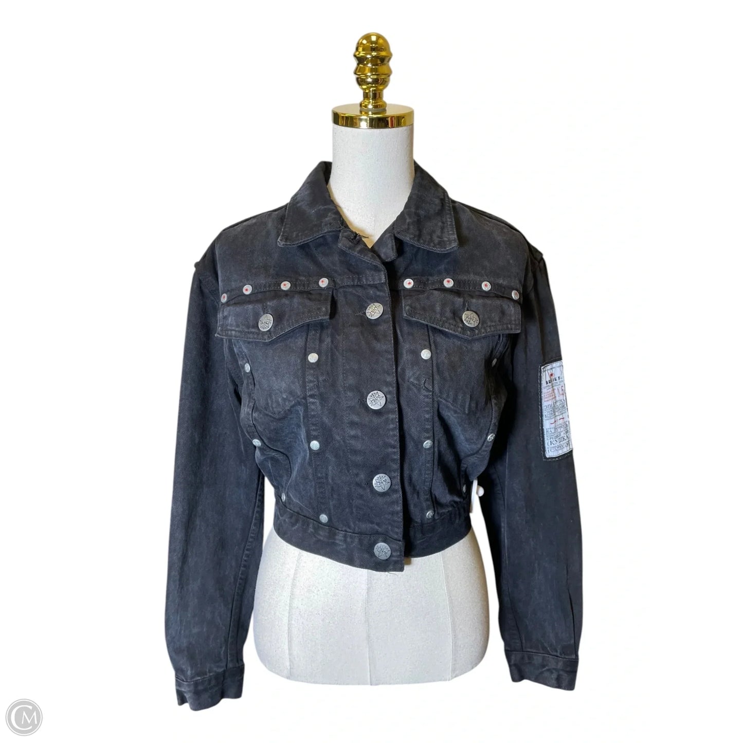 Jacket Denim By Clothes Mentor In Black Denim, Size: M