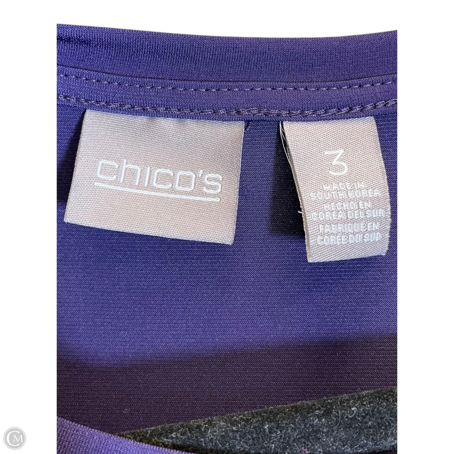 Top 3/4 Sleeve By Chicos In Purple, Size: Xl