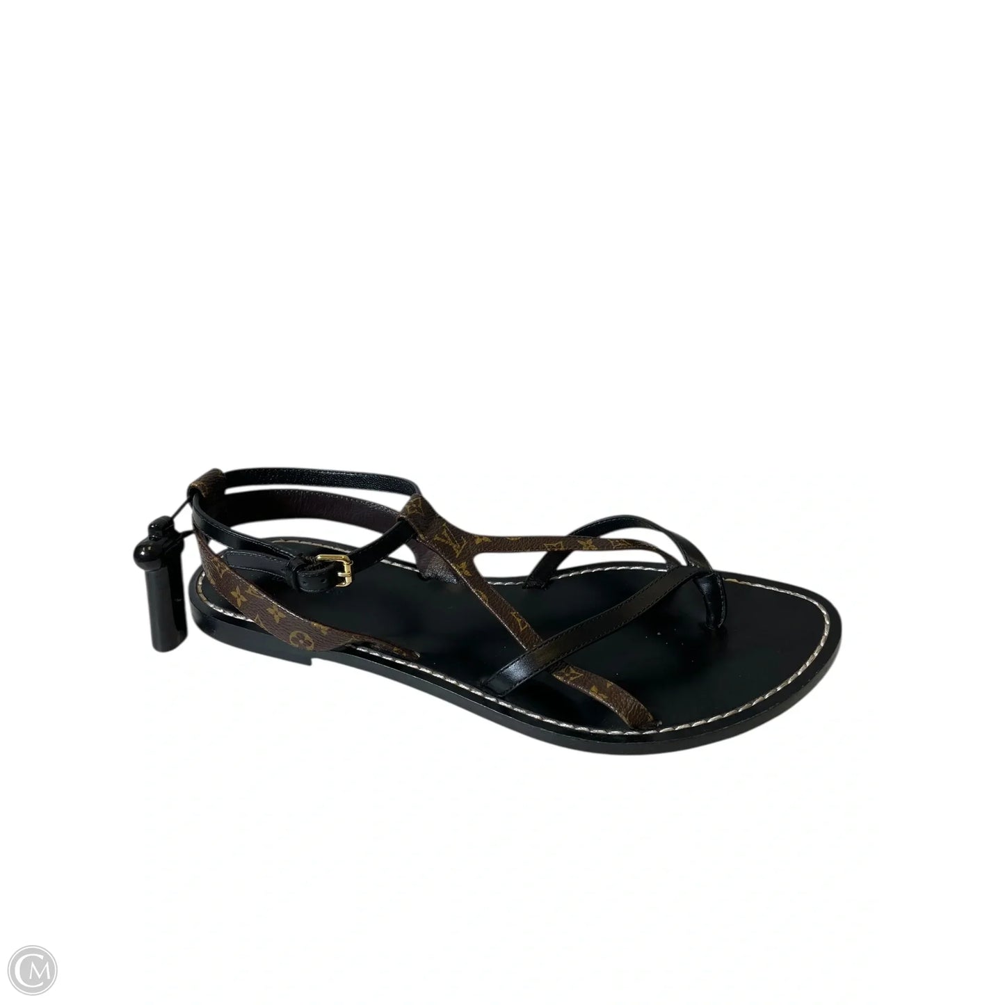 Sandals Luxury Designer By Louis Vuitton In Black & Brown, Size: 9