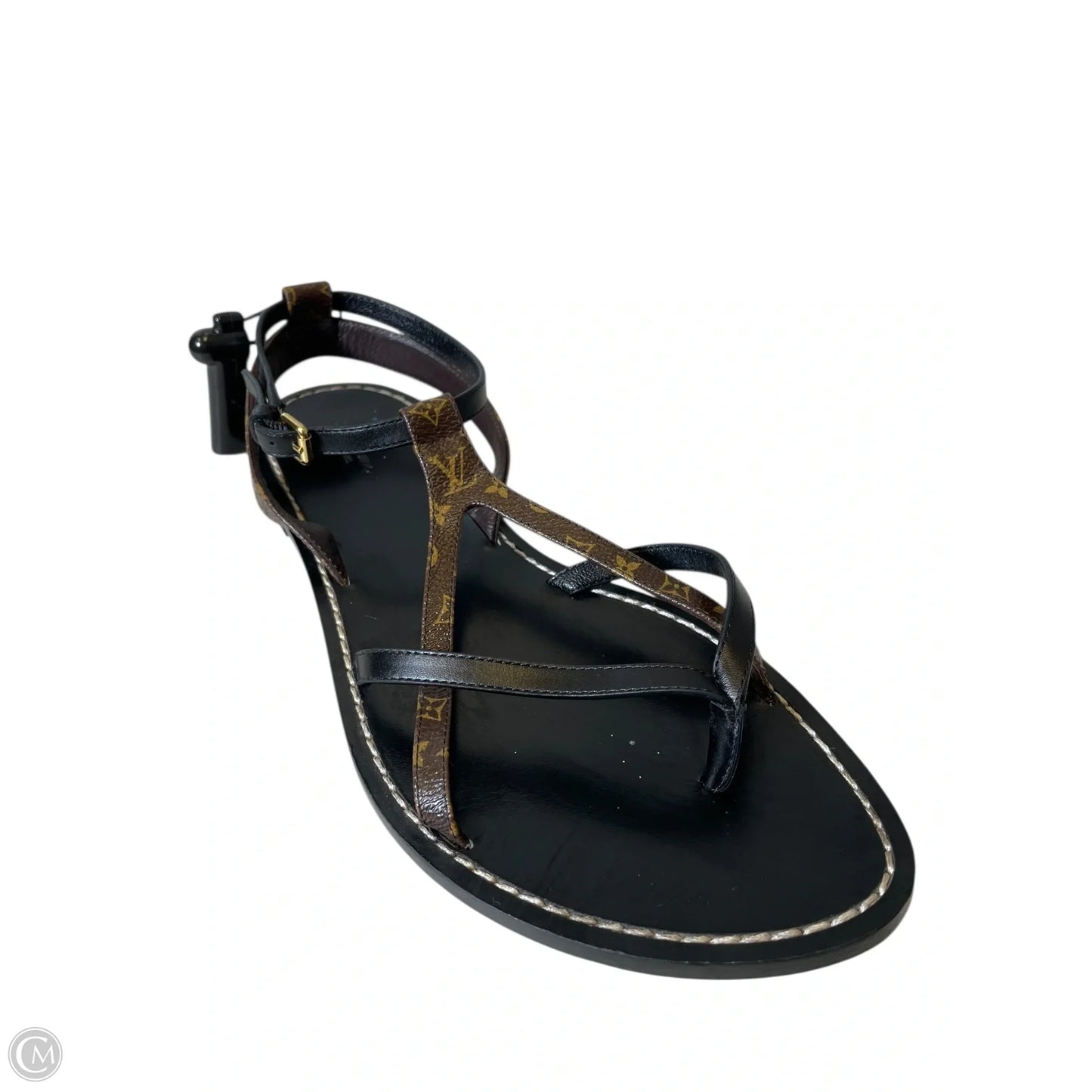 Sandals Luxury Designer By Louis Vuitton In Black & Brown, Size: 9