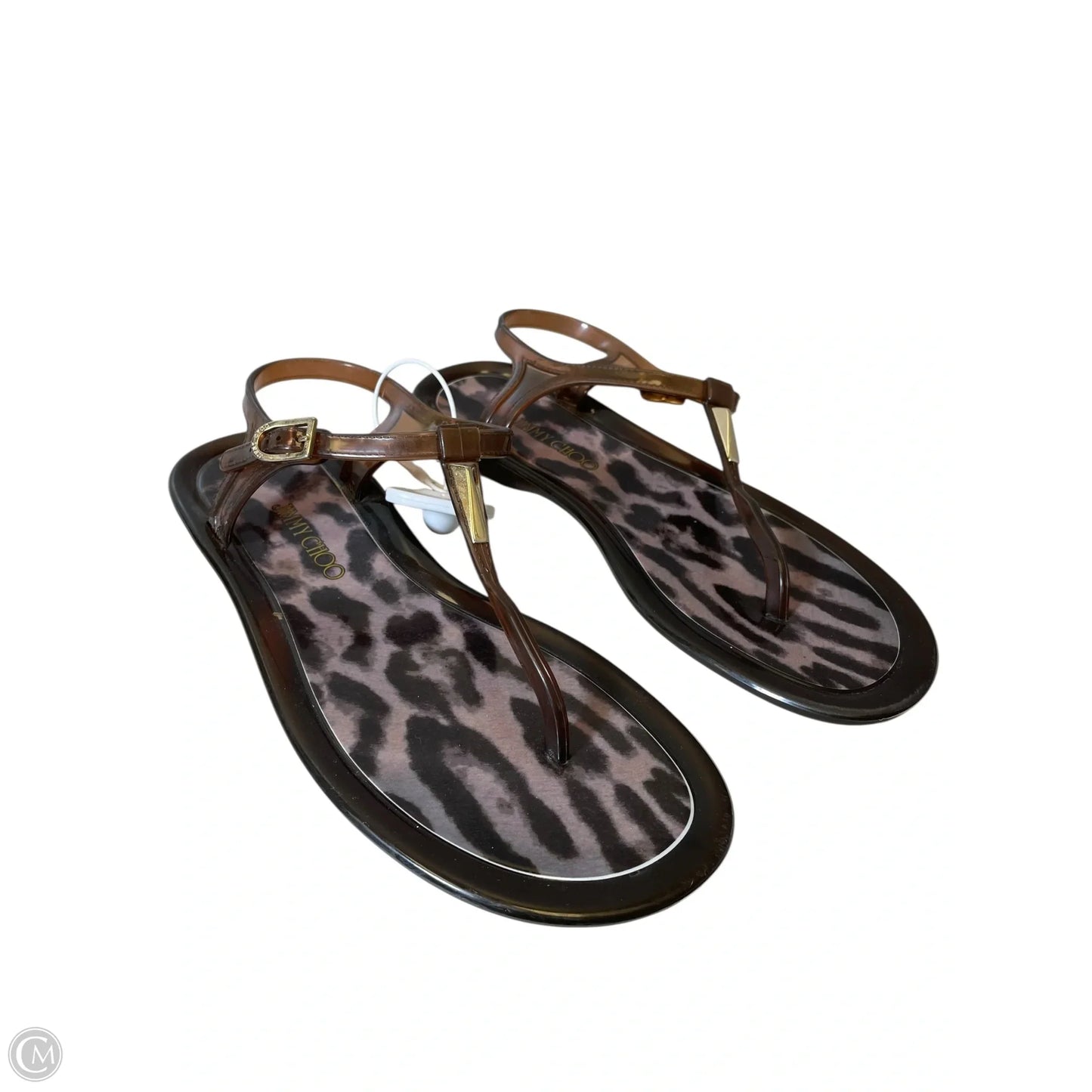 Sandals Luxury Designer By Jimmy Choo In Brown, Size: 8.5