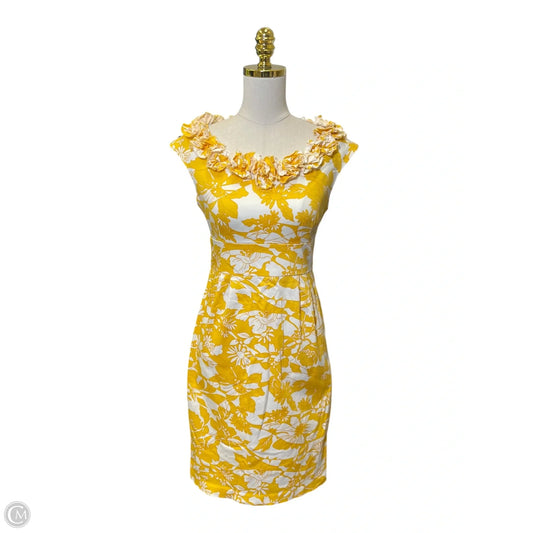 Dress Casual Midi By London Times In White & Yellow, Size: S