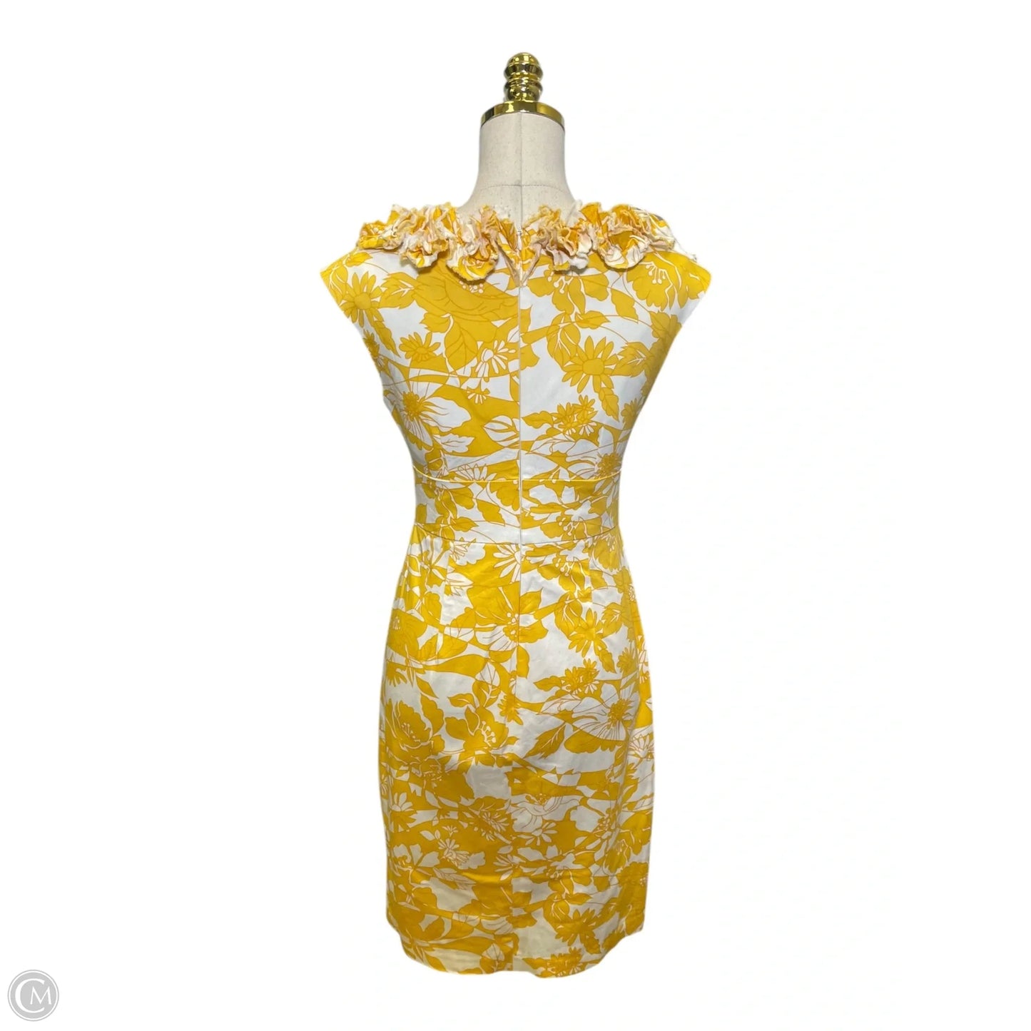 Dress Casual Midi By London Times In White & Yellow, Size: S