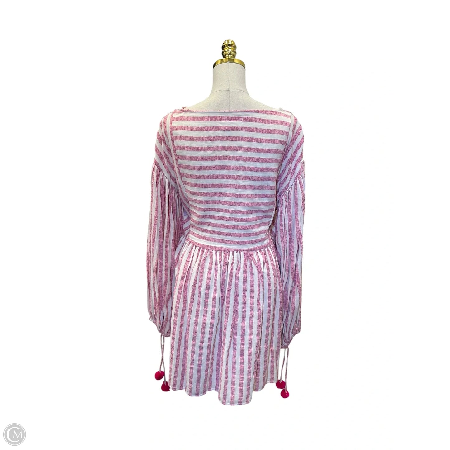Dress Casual Midi By Clothes Mentor In Pink & White, Size: L
