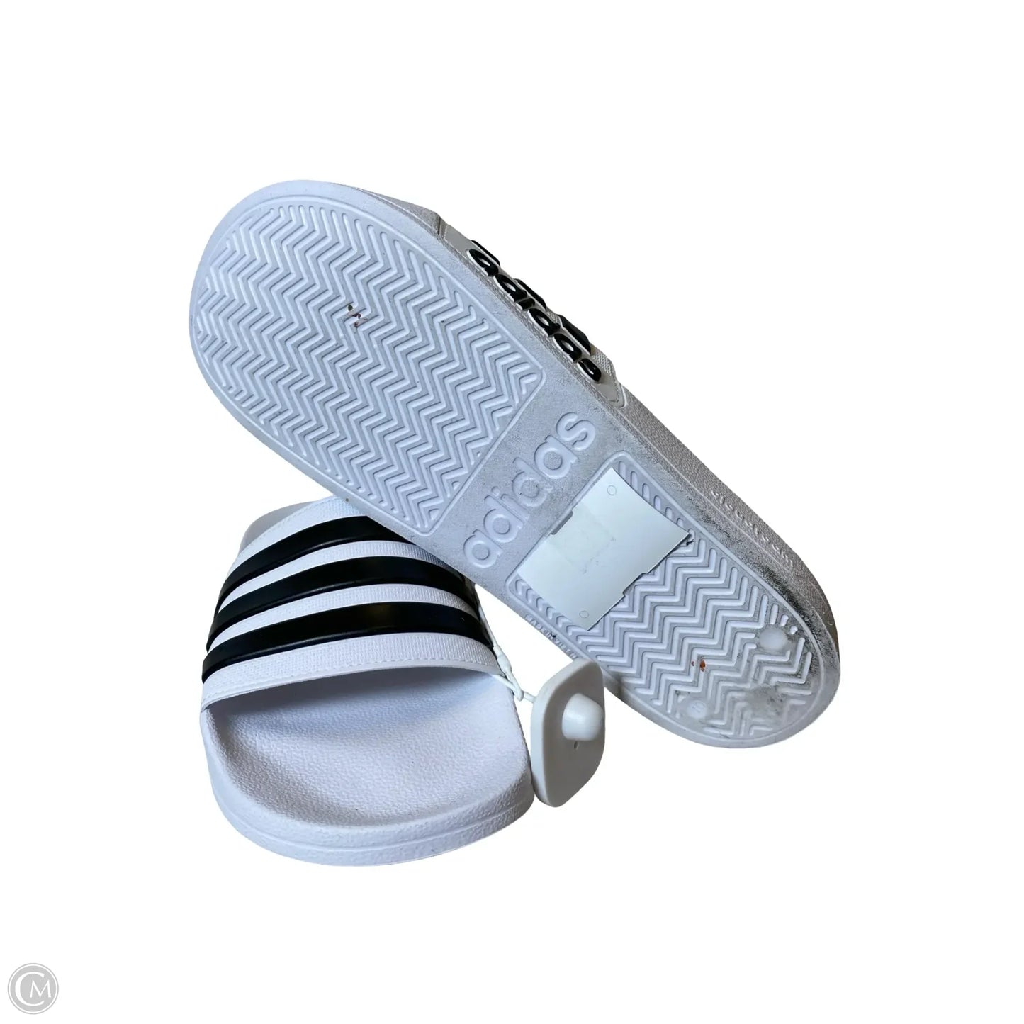 Slippers By Adidas In Black & White, Size: 10