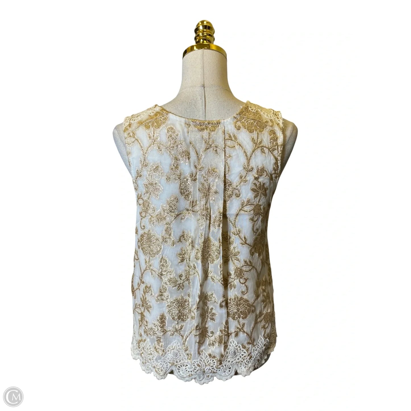 Top 2pc 3/4 Sleeve By Anthropologie In Gold & White, Size: Xs