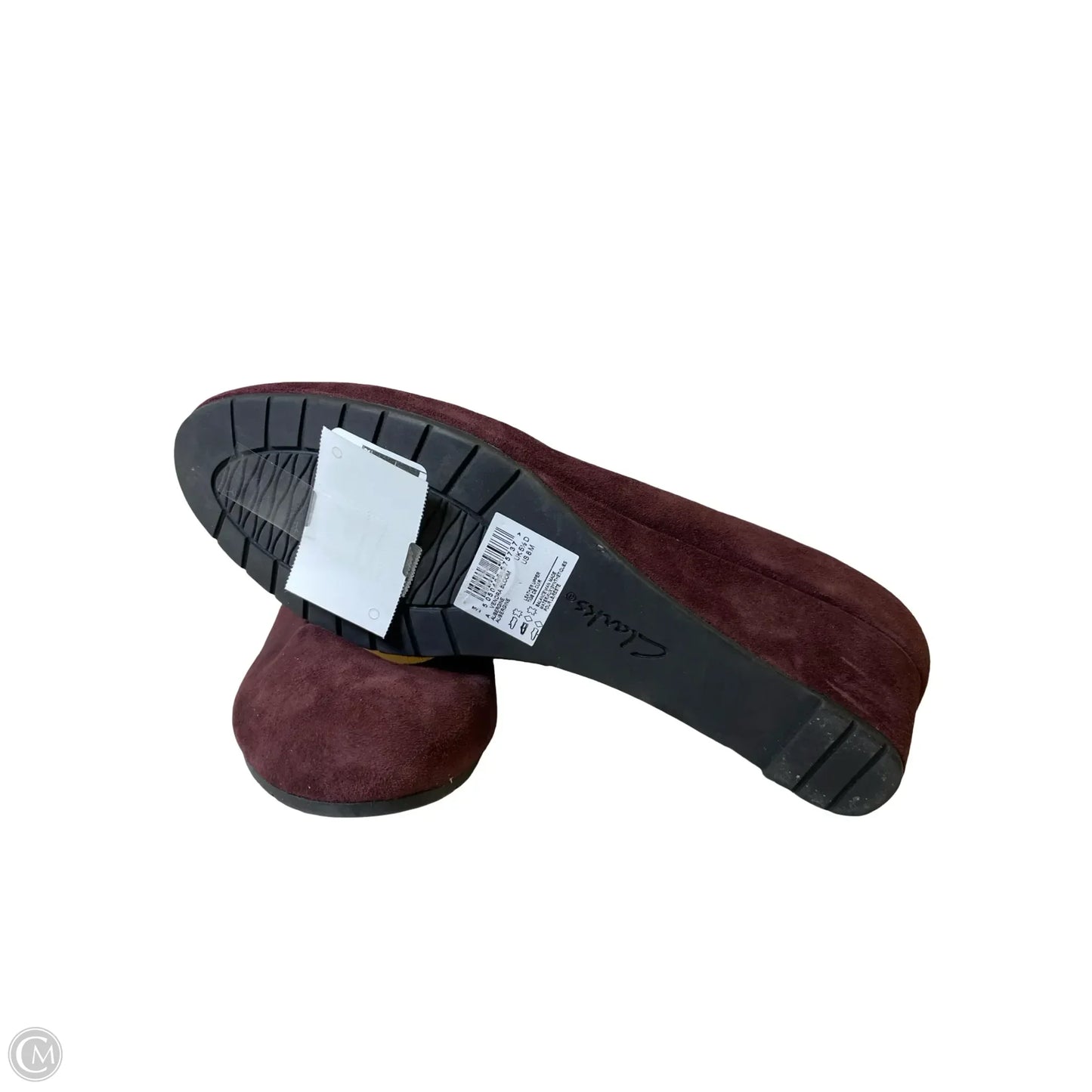 Shoes Heels Wedge By Clarks In Maroon, Size: 8