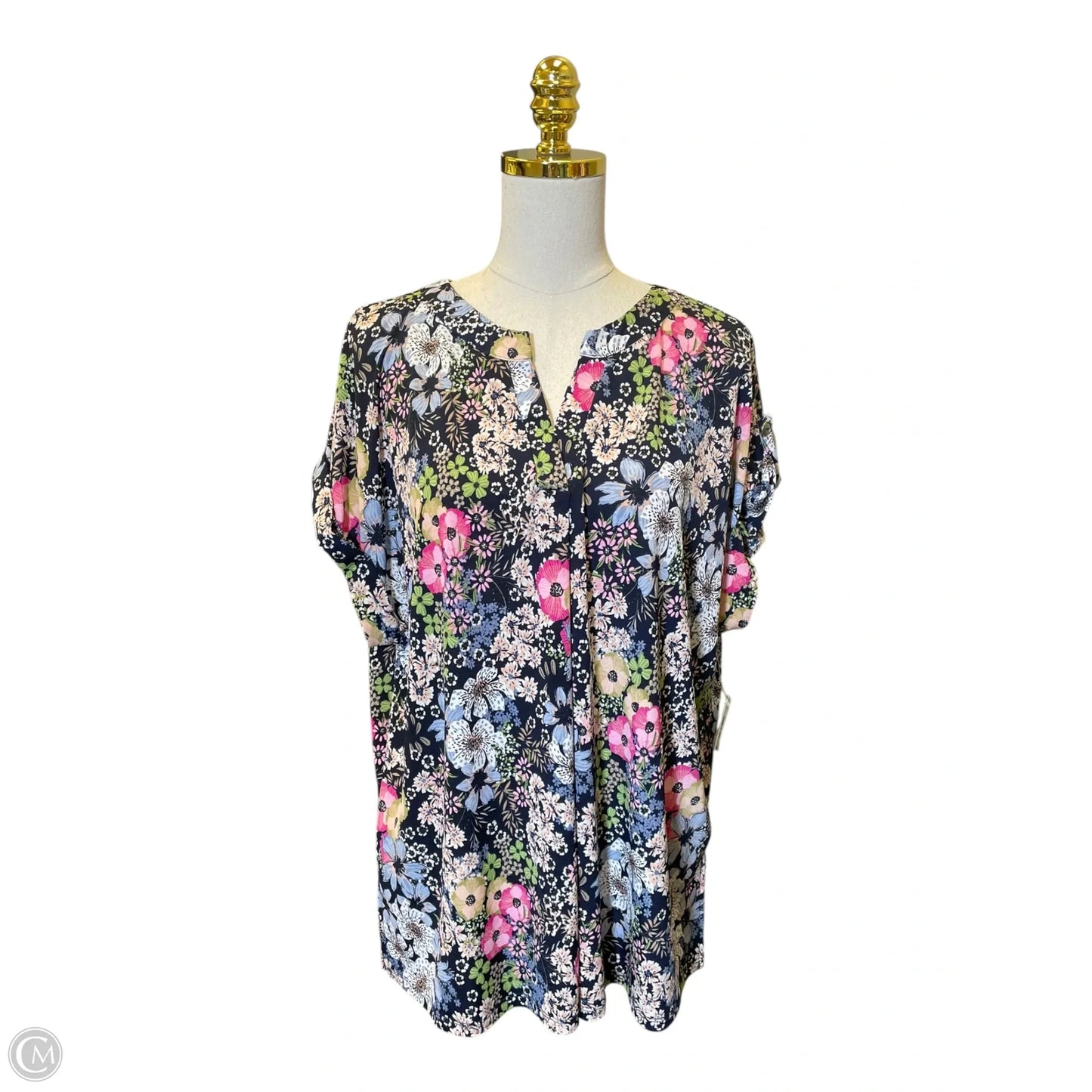 Top Short Sleeve By Dear Scarlett In Floral Print, Size: 2x