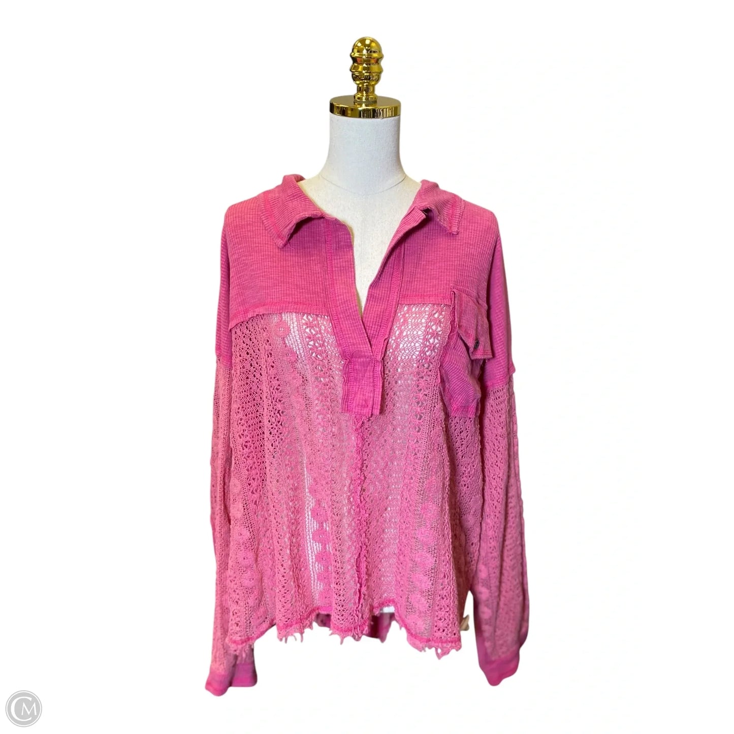 Top Long Sleeve By Pol In Pink, Size: L