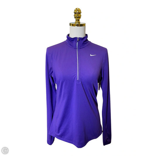Athletic Top Long Sleeve Collar By Nike In Purple, Size: S