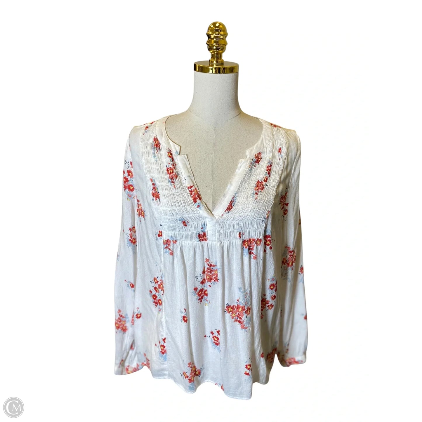 Blouse Long Sleeve By Lucky Brand In Floral Print, Size: M