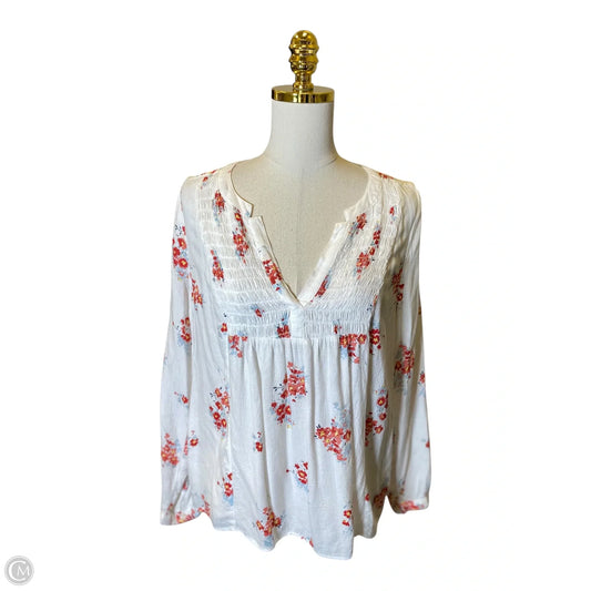 Blouse Long Sleeve By Lucky Brand In Floral Print, Size: M