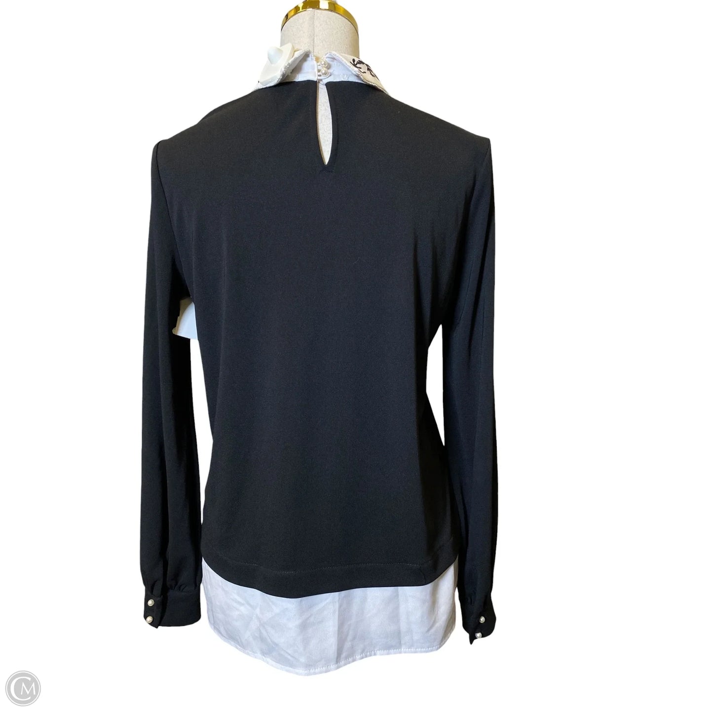 Blouse Designer By Karl Lagerfeld In Black & White, Size: Xs