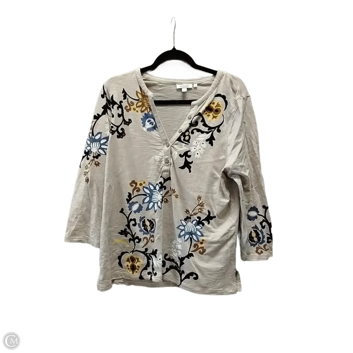 Top 3/4 Sleeve By Chicos In Beige, Size: L