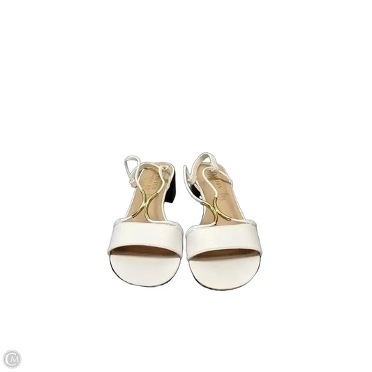 Sandals Heels Kitten By Clothes Mentor In White, Size: 7