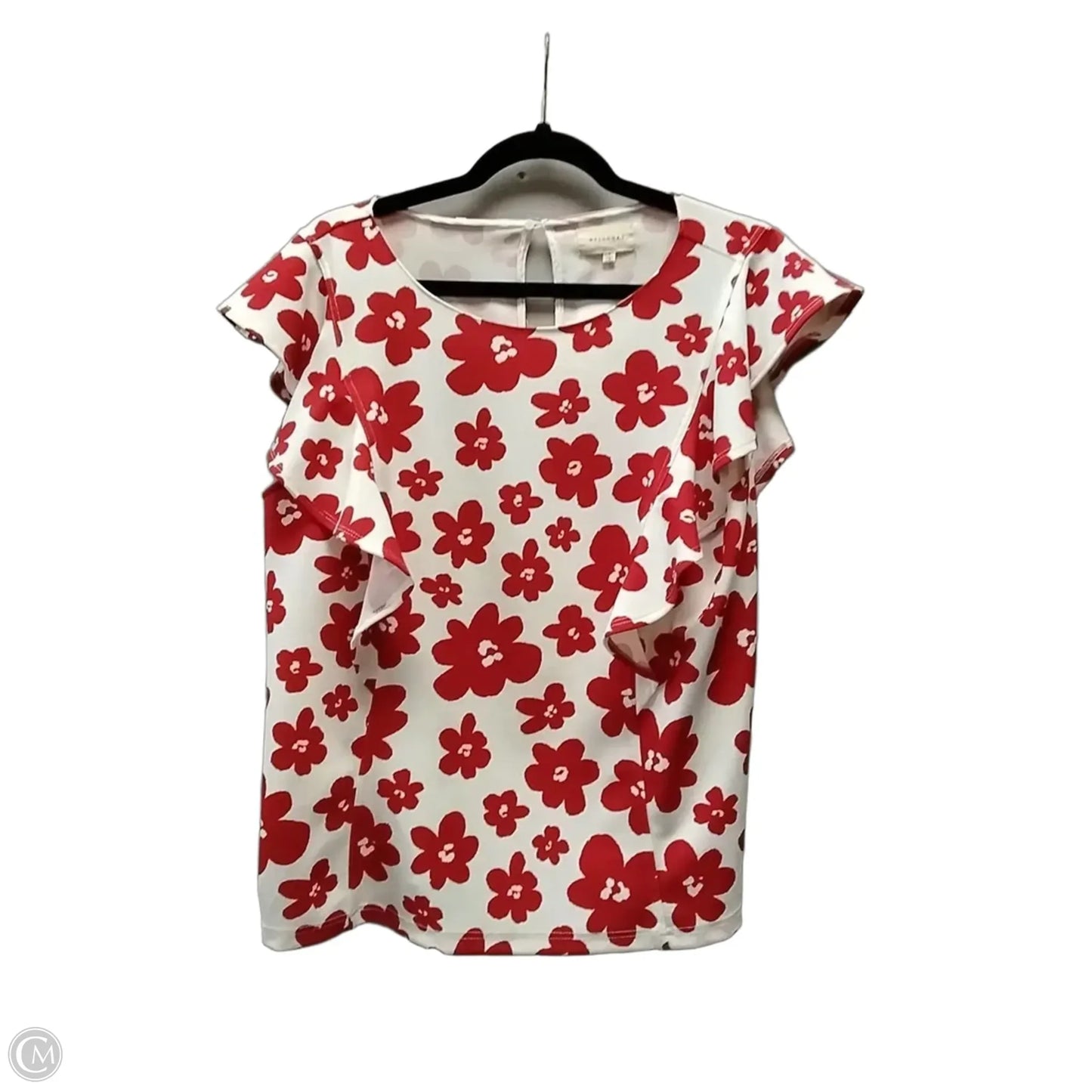 Blouse Short Sleeve By Melloday In Cream & Red, Size: L