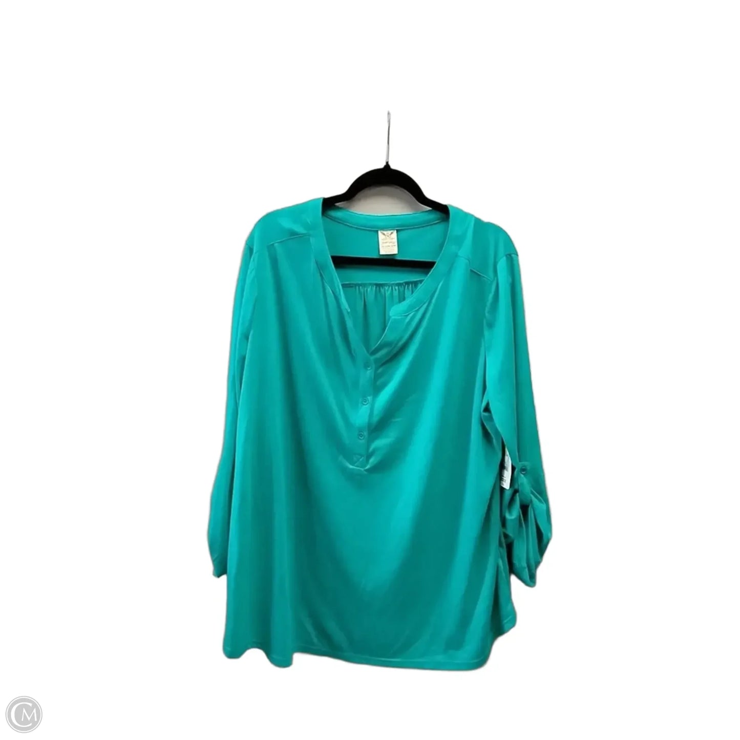 Top Long Sleeve By Faded Glory In Aqua, Size: 3x