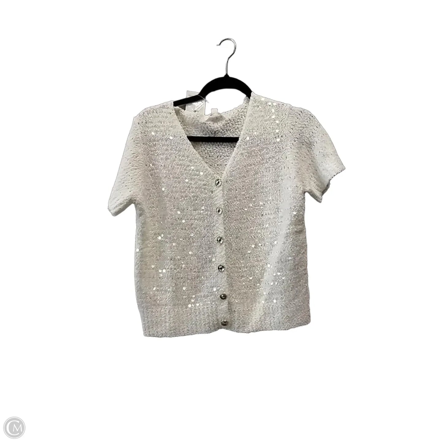 Sweater Short Sleeve By Clothes Mentor In White, Size: M